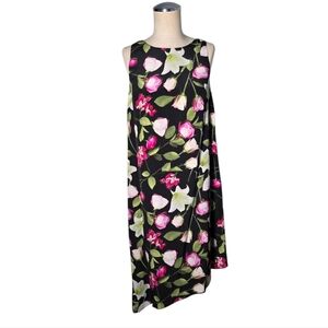 Club Monaco Silk Floral Shift Dress Sleeveless Size 4 Lily Print Midi Coastal